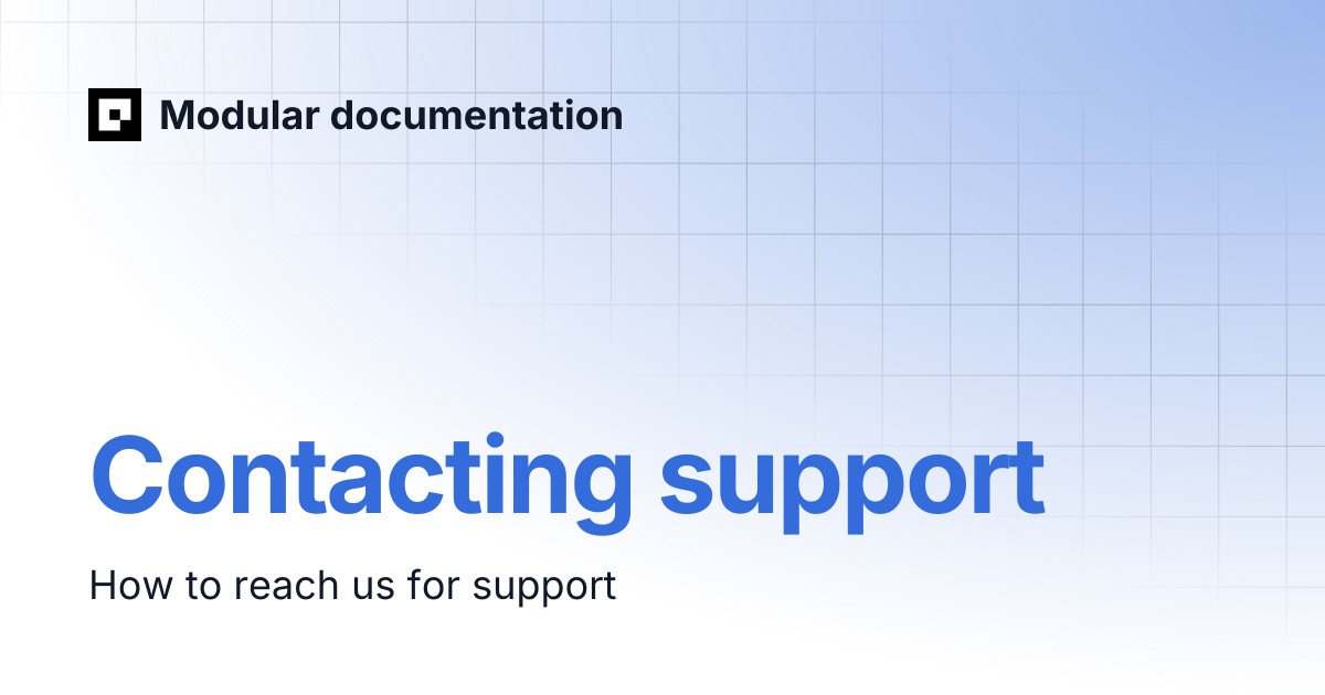 Contacting support | Modular documentation