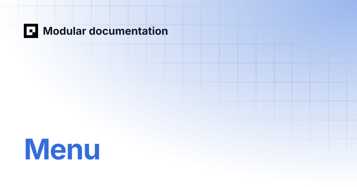 Menu | Modular documentation