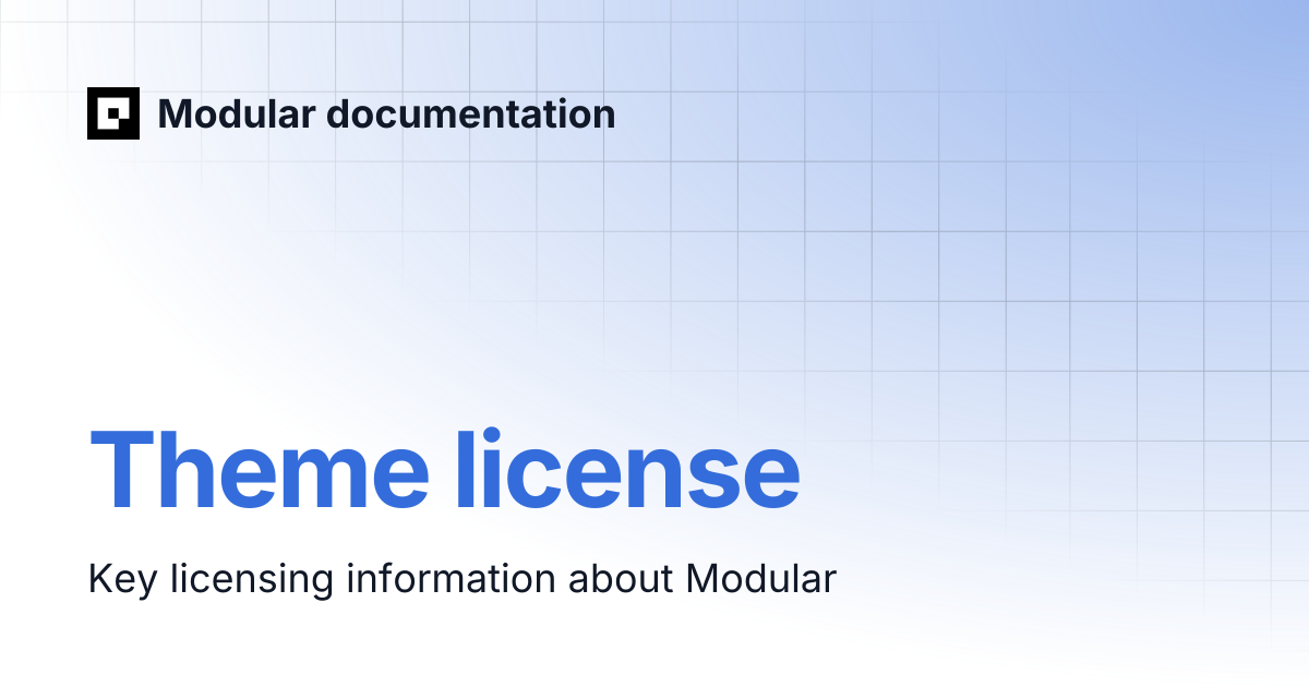 Theme license | Modular documentation
